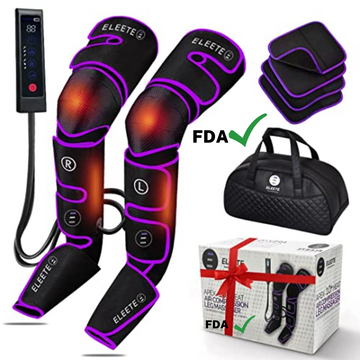 ELEETE Leg Massager, FDA Approved Air Compression with Heat for Circulation, Pain Relief, and Muscle Recovery